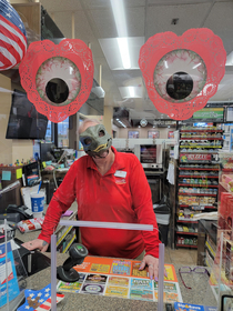 This Holiday Employee Making the Most Out of Masks