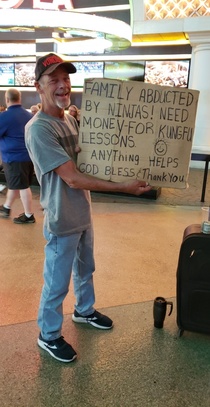 This homeless guys sign in Vegas