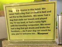 This hotel likes dogs a lot more than people