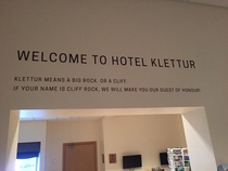 This hotel welcomes mr Cliff Rock