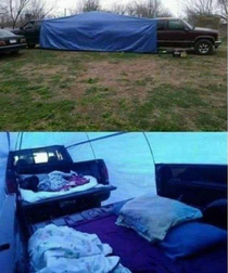 This is an awesome idea for camping and you can turn on the trucks to warm up