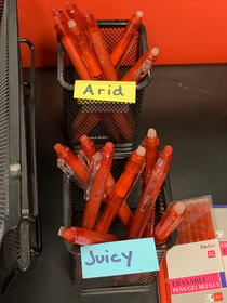 This is how my employees sort pens that are out of ink
