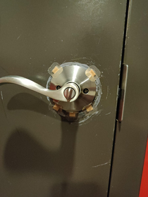This is how they fixed the door knob in a bathroom at our local Chinese restaurant