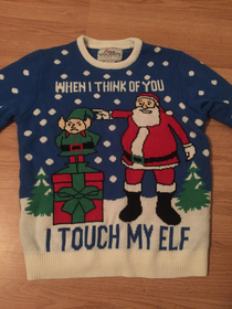 This is my entry for the ugly Christmas sweater contest naughty Santa