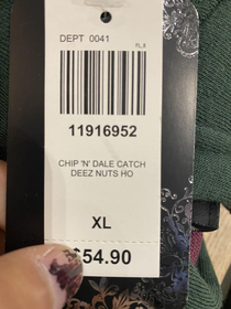 This is one of the clothing tags at my work