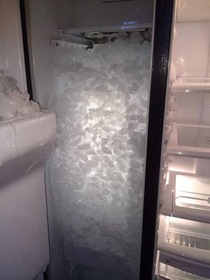 This is what happens when you forget to put the ice tray back in the freezer