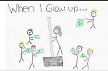 This kid tried to draw her mother selling shovels at the Hardware-store