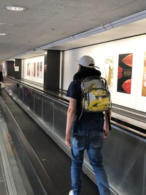 This kid with a backpack full of bananas at SFO 