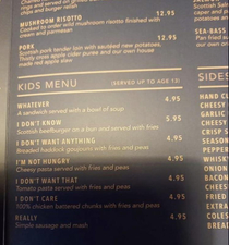 This kids menu