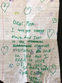 This letter my sister wrote to my mom  years ago