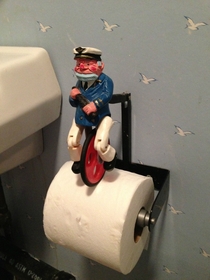 This little sailor lives in my grandparents bathroom hes seen some shit
