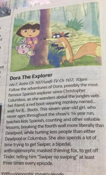 This Malaysian newspapers synopsis of Dora The Explorer