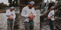 This man in Kentucky took his pregnant wifes place when she couldnt attend her maternity photo shoot after being suddenly placed on bed rest He took the opportunity to cheer her up with this