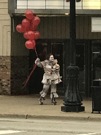 This man is outside my towns local theater