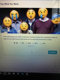 This online tax website puts sad emojis over the face of their employees when you choose to donate 