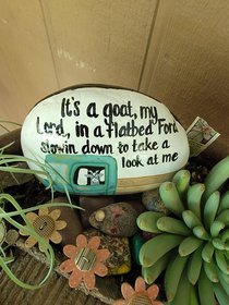 This painted rock at my parents house