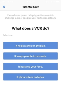 This parental gate on my app