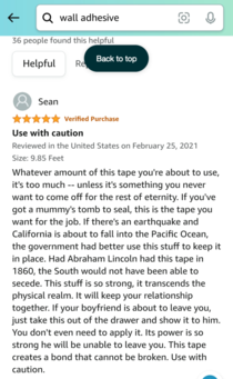 This persons Amazon review for wall adhesive