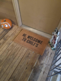 This persons door mat at the apartment complex I delivered to today