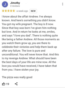 This pizza review Good  Jimothy