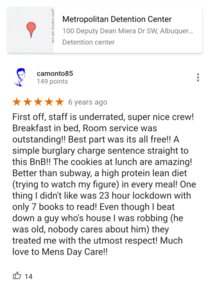 This review I found while looking up contact info for the Metro jail here