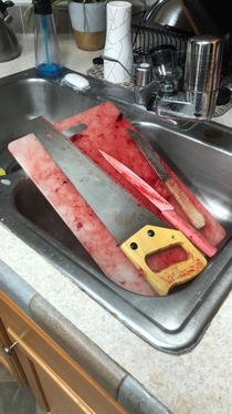 This saw looks horrified at what hes done