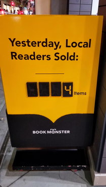 This shop owner will feel pretty silly when he sells over  books in a day and needs an extra sign