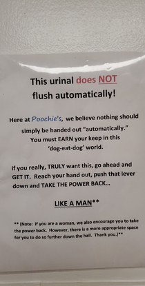 this sign above the urinal at my local diner