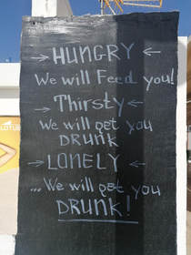 This sign at a bar 