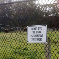 This sign at the Bison enclosure in Golden Gate Park in San Francisco