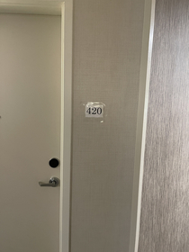 This sign for room  at a hotel