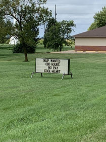 This sign I saw for a volunteer fire department