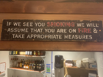 This sign in a steakhouse