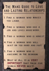 This sign in the mens restroom giving some free relationship tips