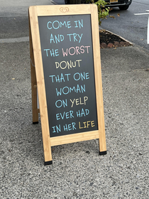 This sign outside a doughnut shop in Kingston