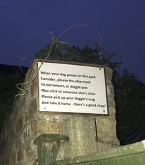 This sign somebody put up in the alleyway next to my house