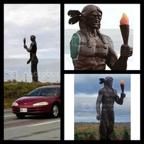 This statue of Gloosclap in Nova Scotia in  He had to be fixed 