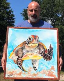 This talented local artist who paints wildlife recently painted a sea turtle some attitude