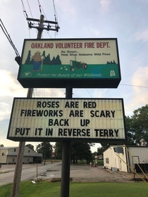 This th of July sign a fire department in my county put up
