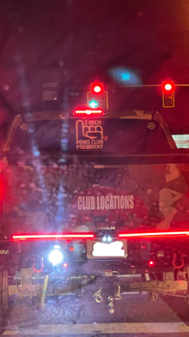 This truck parked in front of me at a red light at AM
