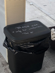 This very specific trash can at a coffee shop in NYC yesterday