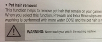 This warning in the manual of our new washing machine