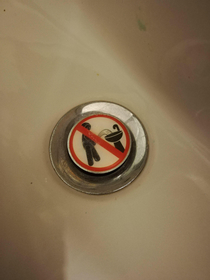 This warning sign in a sink