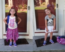This was my daughter last year See if you can tell which one I took on the first day of school and which one I took on the nd day of school