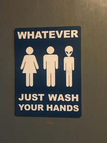 This was the sign outside a single-use bathroom at a local restaurant