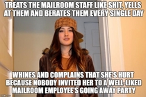 This womans narcissism is beyond frustrating and she acts like an asshole at every work function shes attended