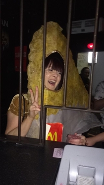 Throwback to when I worked in a nightclub and this girl came in dressed as a McDonalds hash brown