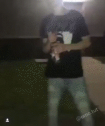 Throwing a bottle on the wall