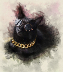 Thug Lyfe Cat Has His Portrait Painted
