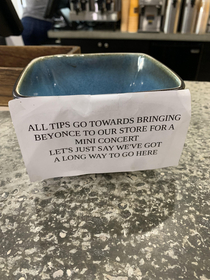 Tip jar at the coffee shop